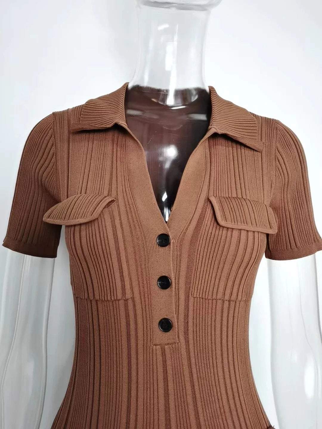 Slim Knit Dress | Brown