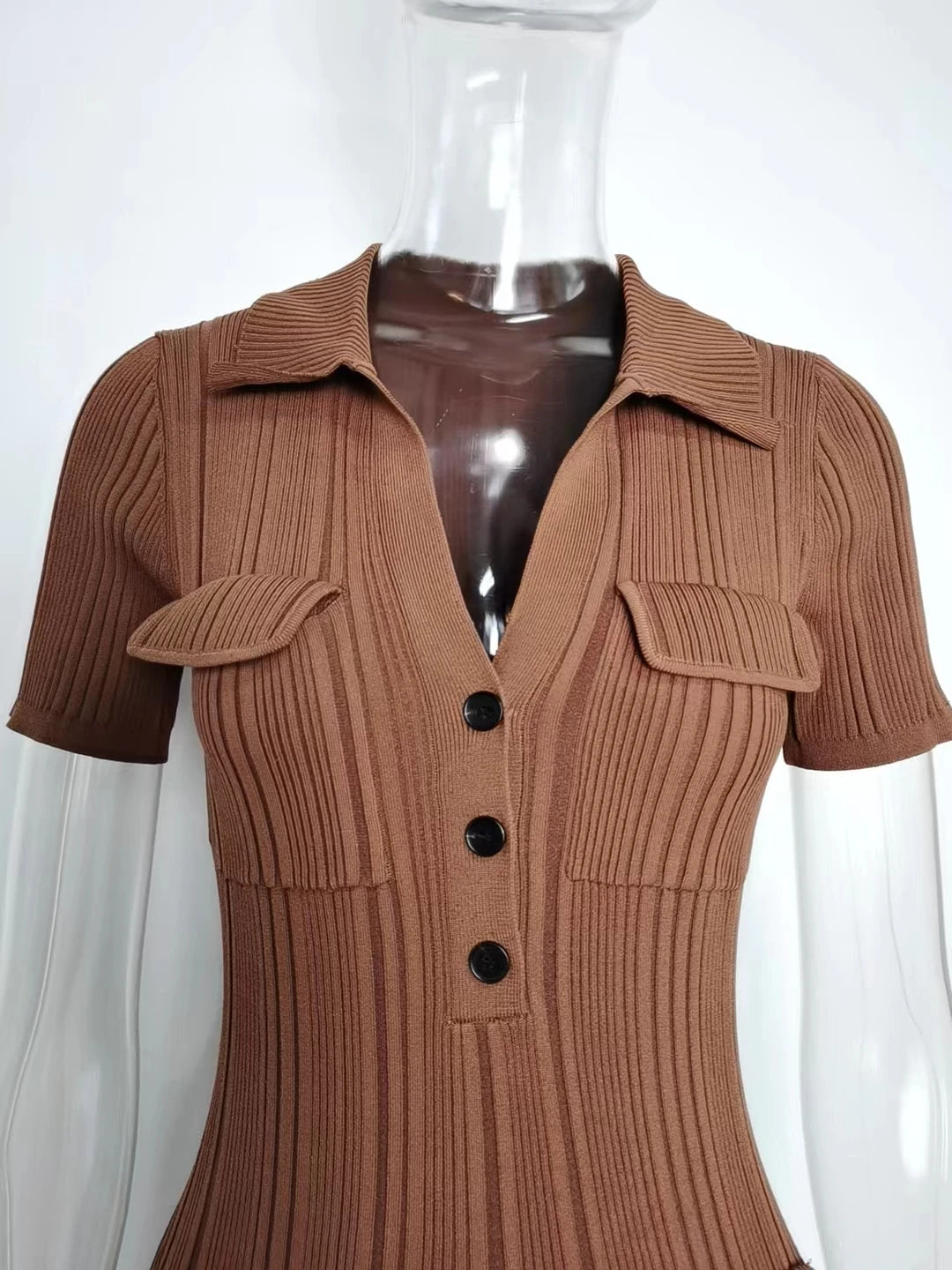 Slim Knit Dress | Brown