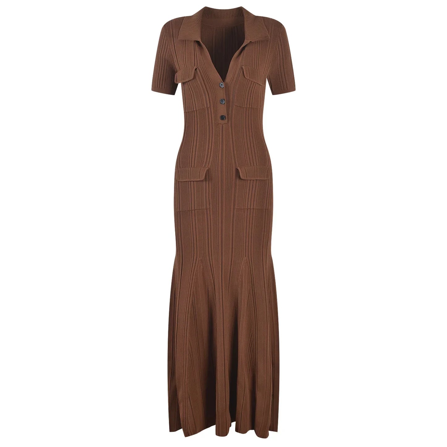 Slim Knit Dress | Brown