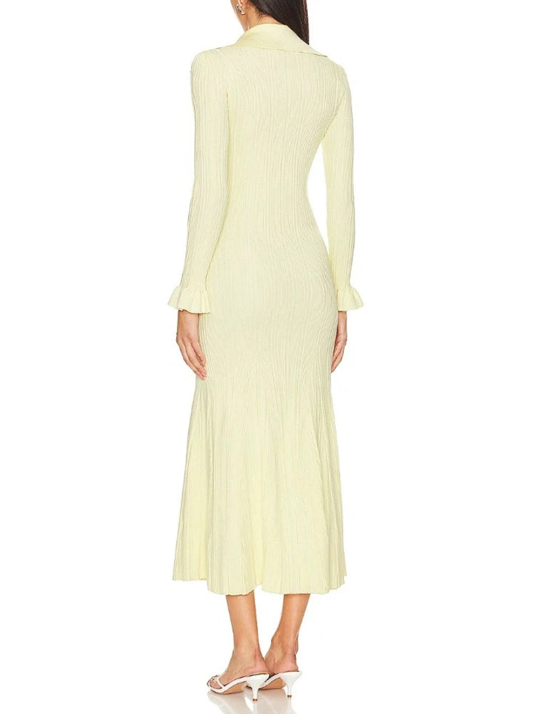 Slim Knit Dress | Yellow