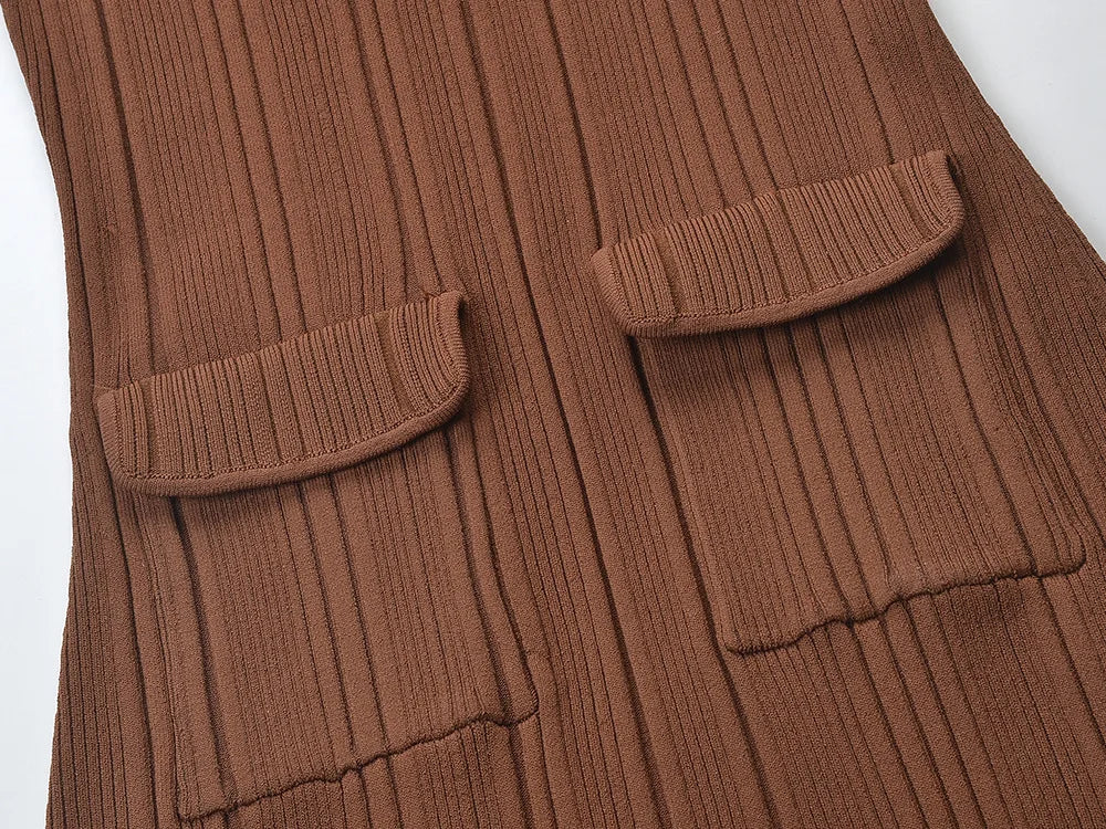 Slim Knit Dress | Brown