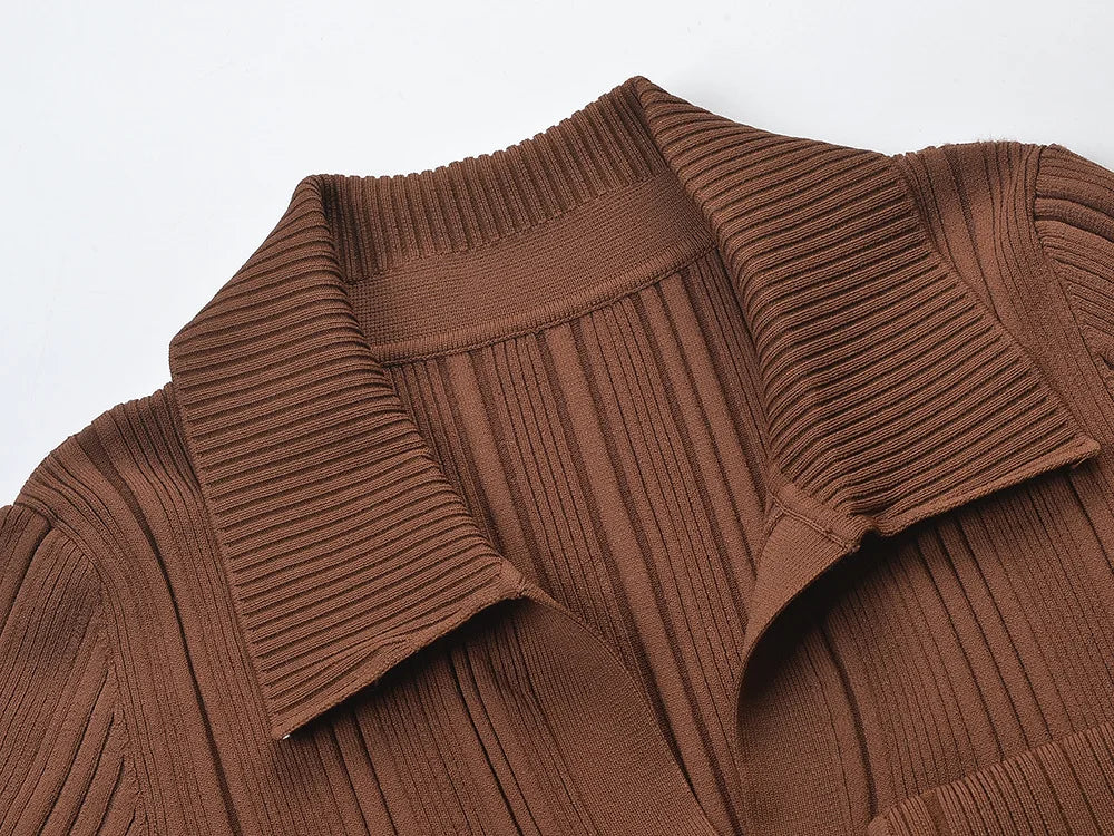 Slim Knit Dress | Brown