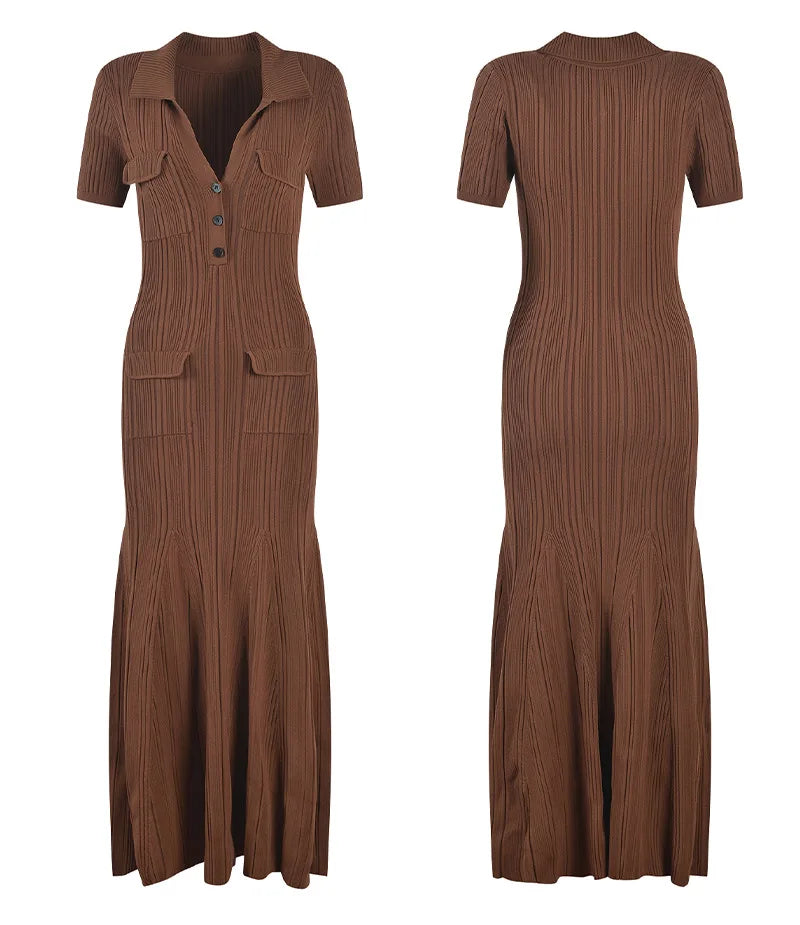 Slim Knit Dress | Brown