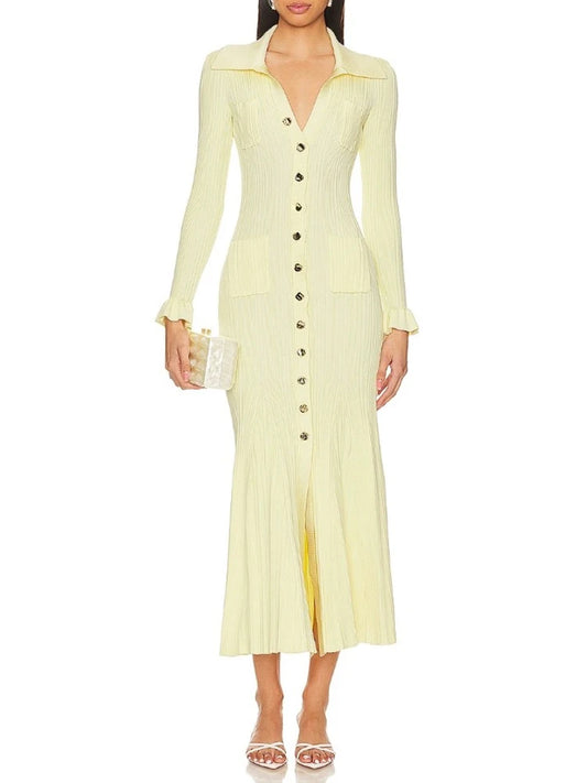 Slim Knit Dress | Yellow