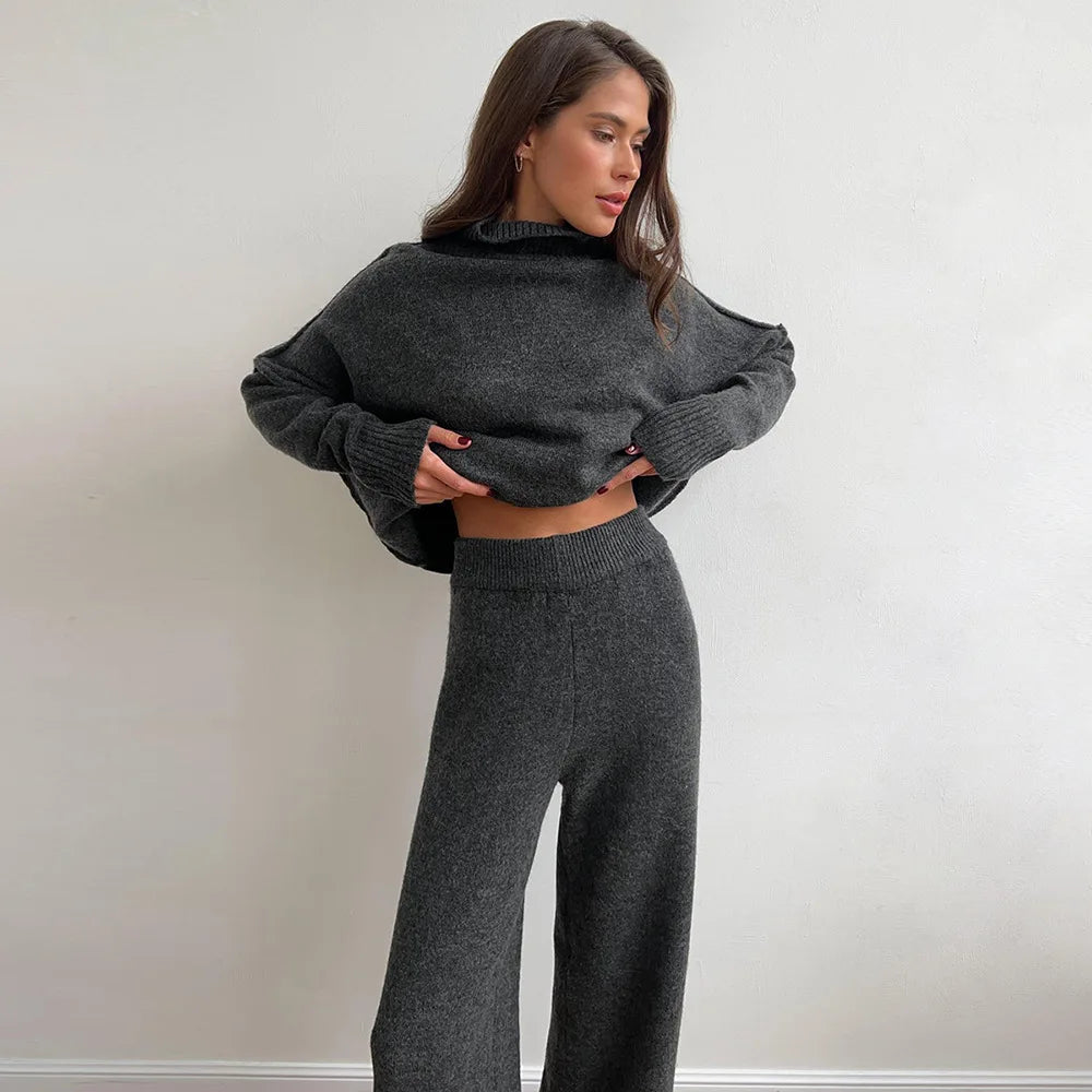 High Neck Knitted 2-Piece Set