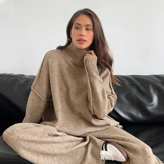 High Neck Knitted 2-Piece Set
